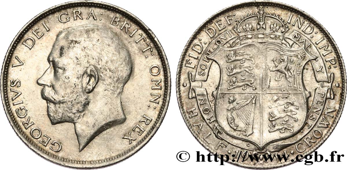 ROYAUME-UNI 1/2 Crown Georges V 1914 Londres TTB+/SUP 