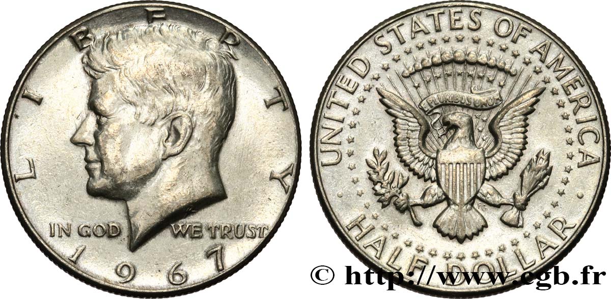 ÉTATS-UNIS D AMÉRIQUE 1/2 Dollar Kennedy 1967 Philadelphie TTB+ 