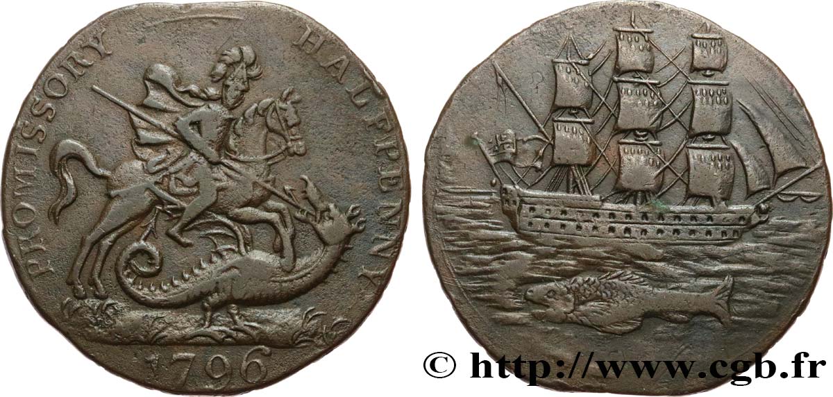 GETTONI BRITANICI 1/2 Penny Portsea (Hampshire) 1796  q.BB 