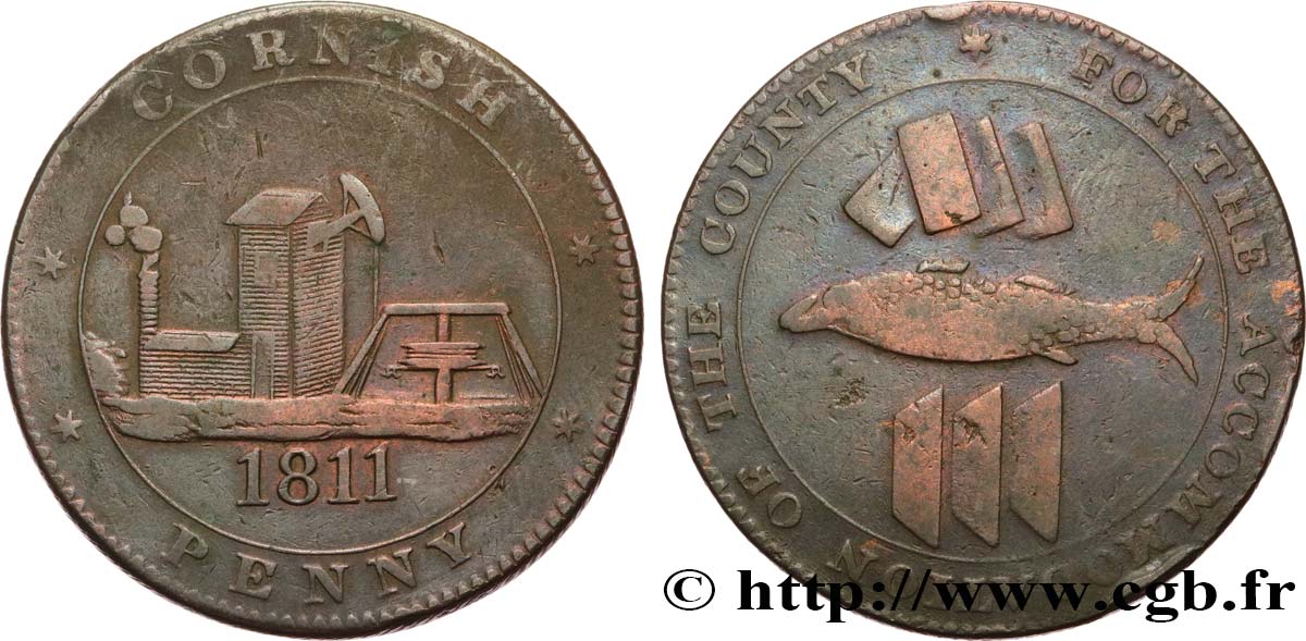 REINO UNIDO (TOKENS) 1 Penny “Cornish Penny” Scorrier House (Redruth) 1811  BC+ 