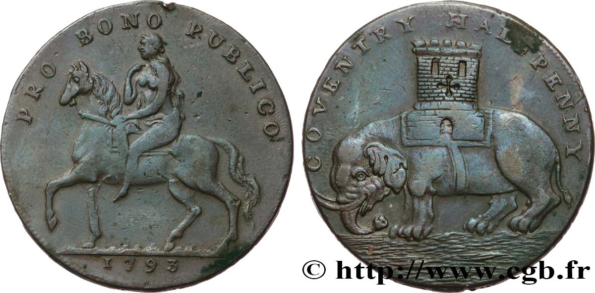 GETTONI BRITANICI 1/2 Penny Coventry (Warwickshire) 1793 Birmingham q.BB 