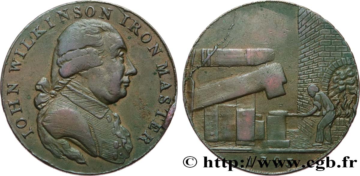 BRITISH TOKENS OR JETTONS 1/2 Penny John Wilkinson (Warwickshire 1793  VF 