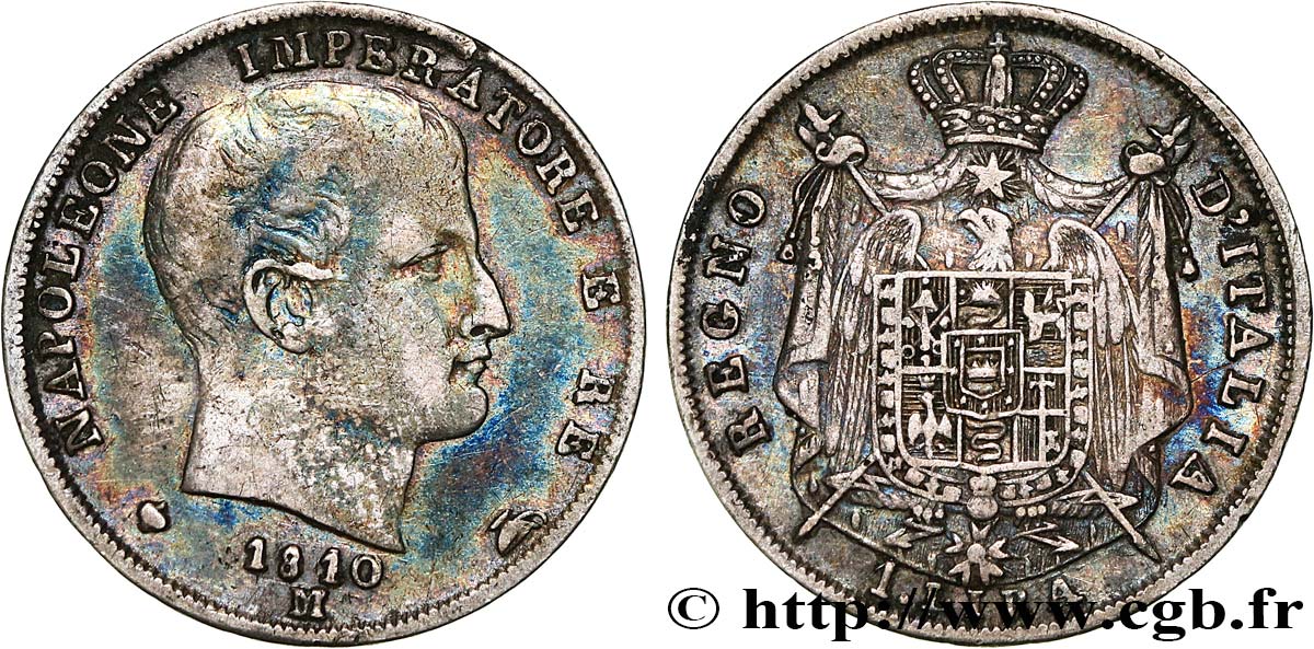 ITALY - KINGDOM OF ITALY - NAPOLEON I 1 Lira 1810 Milan Fwo_643419 ...