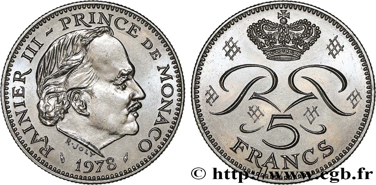 MONACO 5 Francs Rainier II 1978 Paris EBC 
