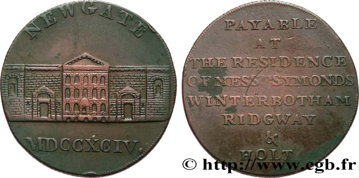 GETTONI BRITANICI 1/2 Penny Newgate (Middlesex) 1794  q.BB 