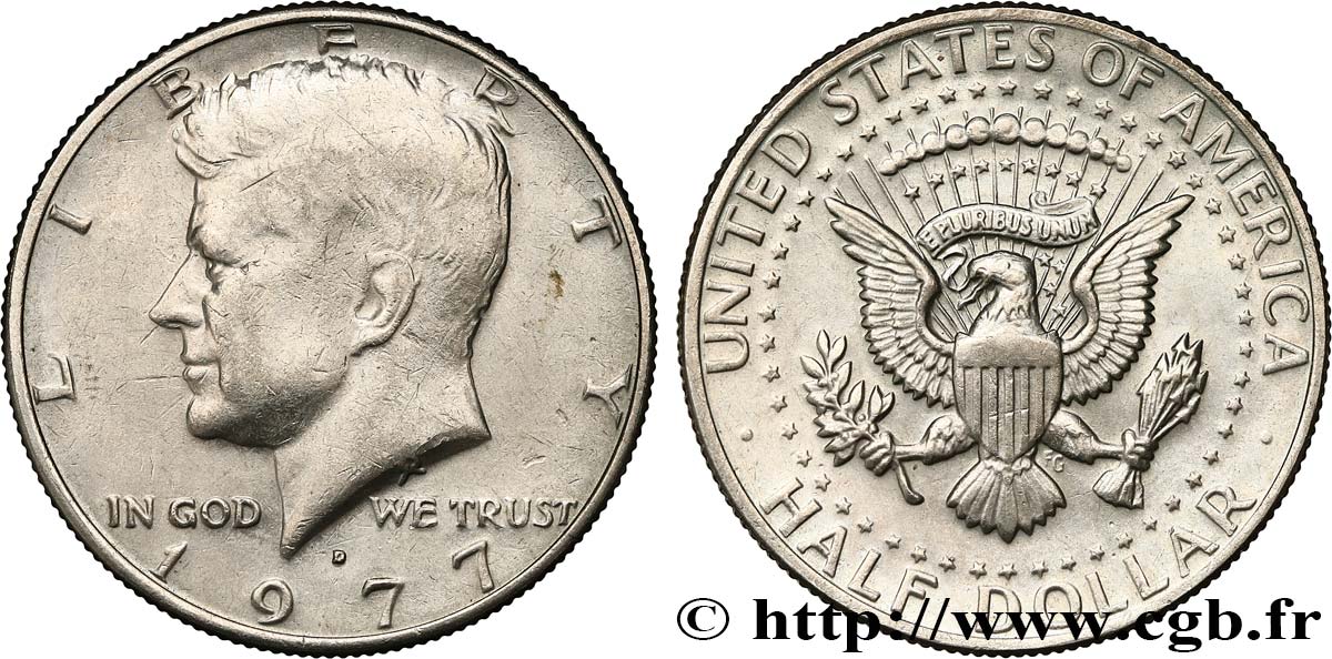 ÉTATS-UNIS D AMÉRIQUE 1/2 Dollar Kennedy 1977 Denver TTB+ 