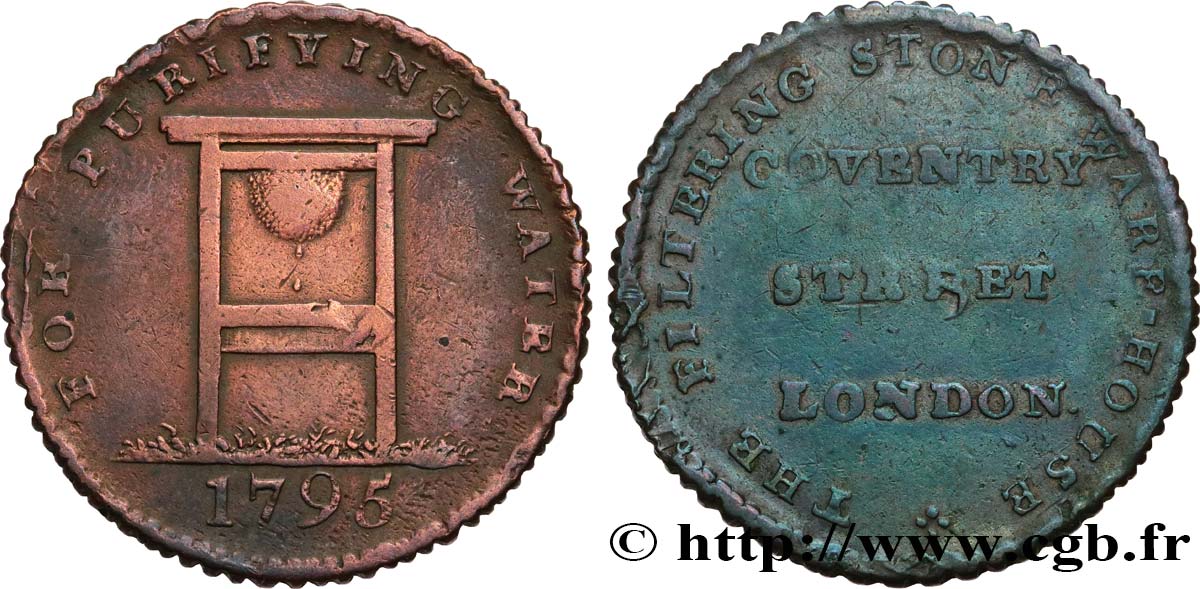 BRITISH TOKENS OR JETTONS 1/2 Penny Middlesex, Londres 1795  VF 