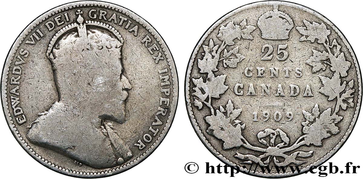 CANADA 25 Cents Edouard VII 1909  MB 