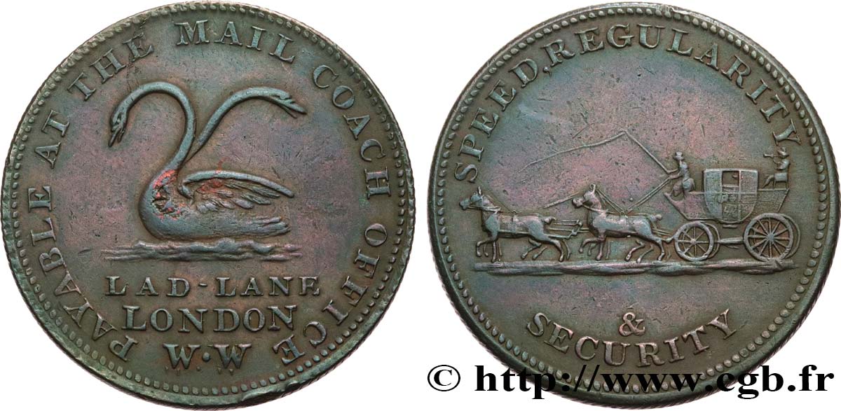 BRITISH TOKENS OR JETTONS 1/2 Penny service de poste de Londres (Middlesex) n.d.  XF 