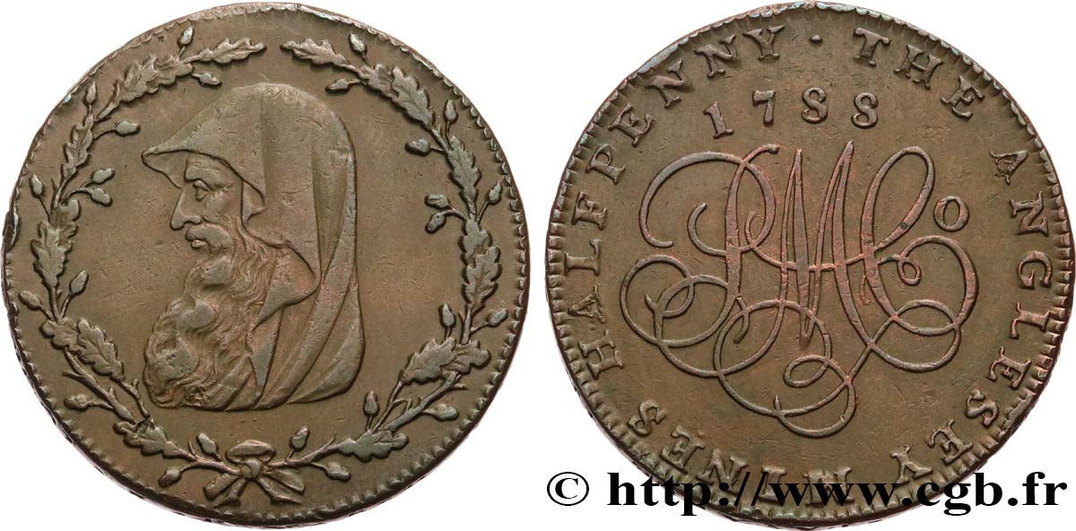 BRITISH TOKENS OR JETTONS 1/2 Penny Anglesey (Pays de Galles) Parys Mine Company 1788 Birmingham XF 