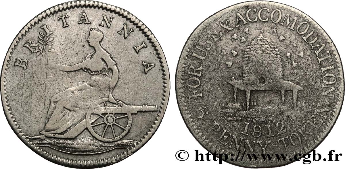 BRITISH TOKENS 6 Penny ruche 1812  VF 
