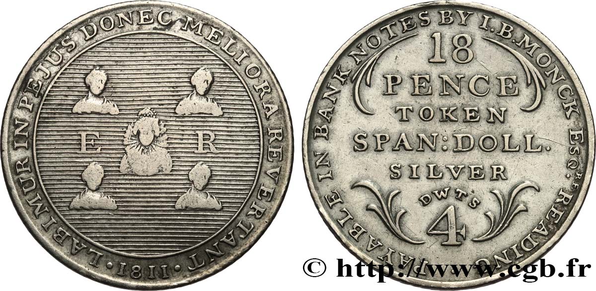 BRITISH TOKENS 18 Pence Reading (Berkshire) 1811  XF 