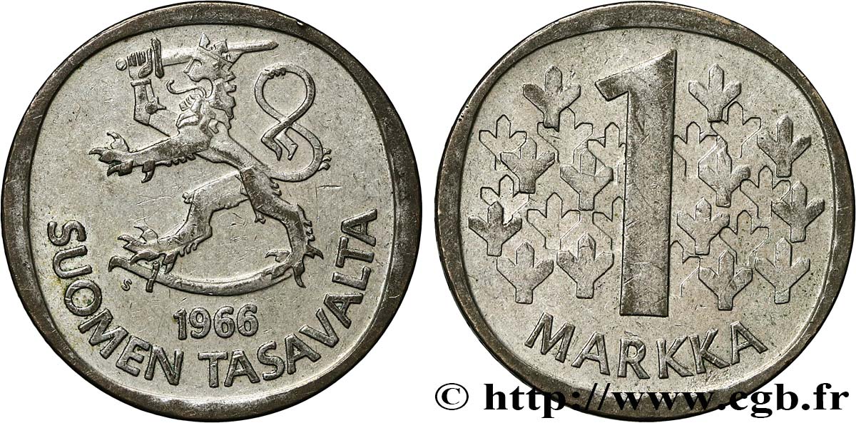FINLAND 1 Markka 1966  AU 
