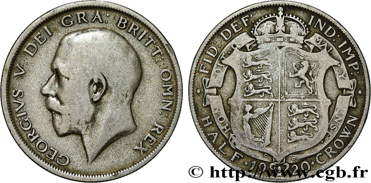 REINO UNIDO 1/2 Crown Georges V 1920  BC 
