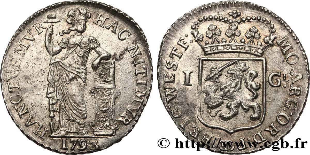 PAíSES BAJOS - PROVINCIAS UNIDAS - FRISIA 1 Gulden 1793 Hoorn SC 