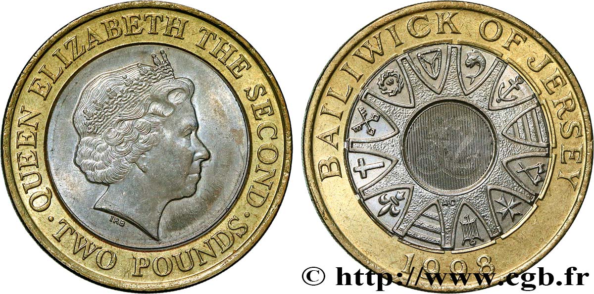 JERSEY 2 Pounds (2 Livres) Élisabeth II 1998 fwo_644637 World coins