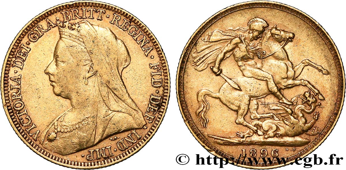 GOLD, PALLADIUM & PLATINUM INVESTMENT 1 Souverain Victoria type vieille tête 1896 Londres XF 