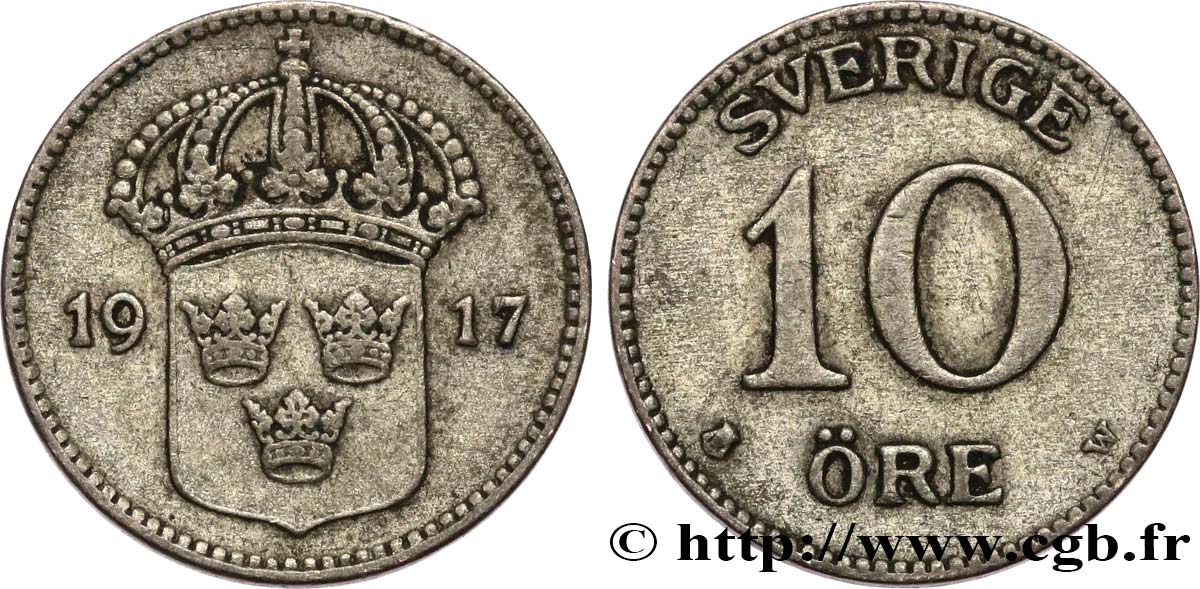 SWEDEN 10 Ore 1917  MS 