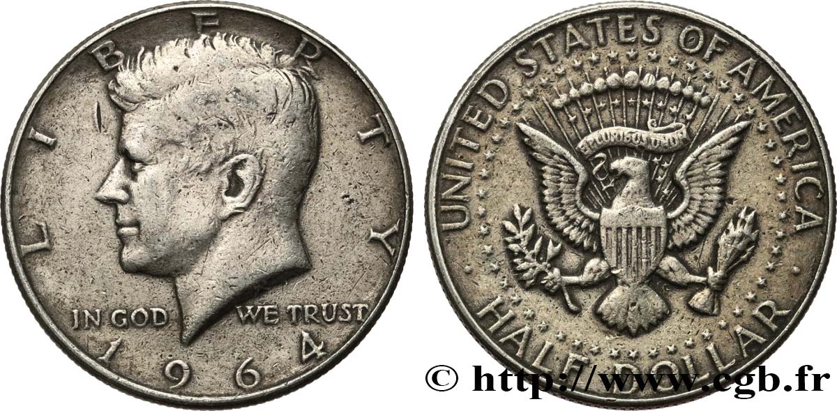 ÉTATS-UNIS D AMÉRIQUE 1/2 Dollar Kennedy 1964 Philadelphie TTB 