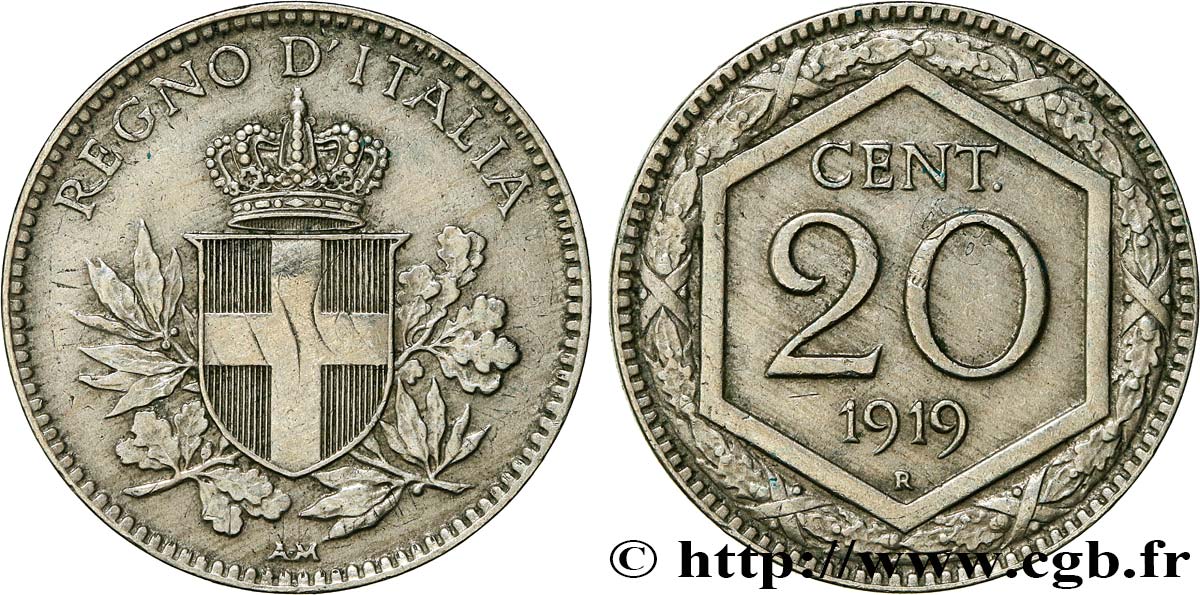ITALIE 20 Centesimi écu 1919 Rome  TTB 