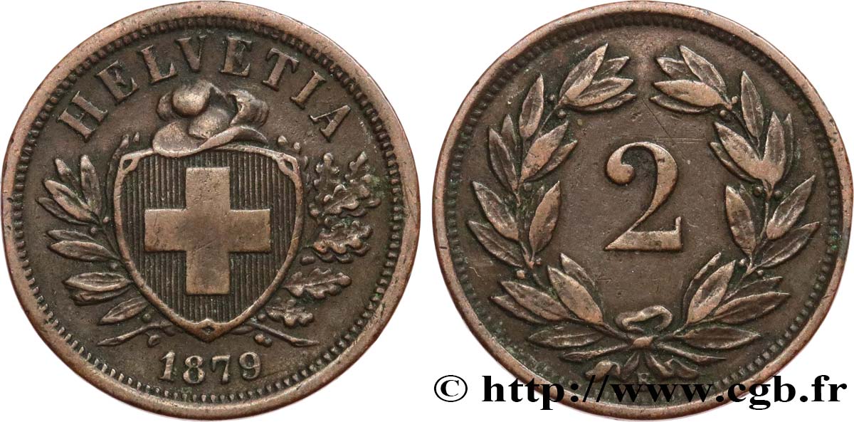 SUIZA 2 Centimes (Rappen) 1879 Berne MBC 