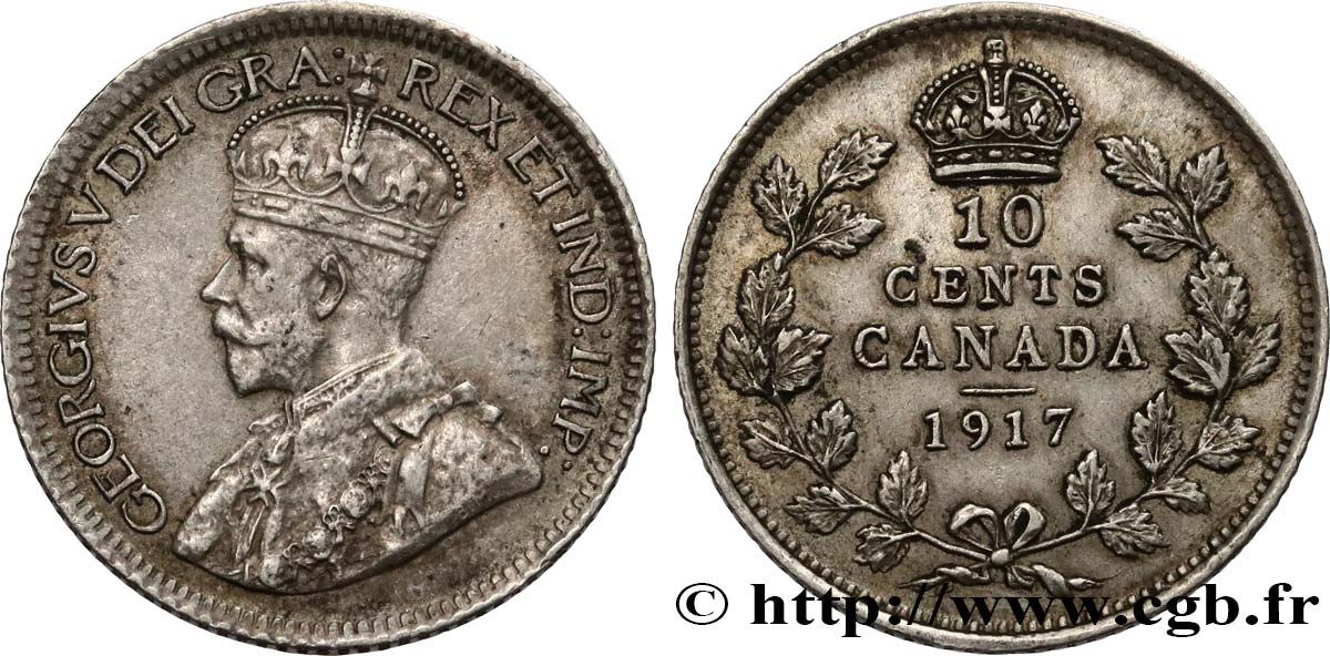 CANADA 10 Cents Georges V 1917  XF 