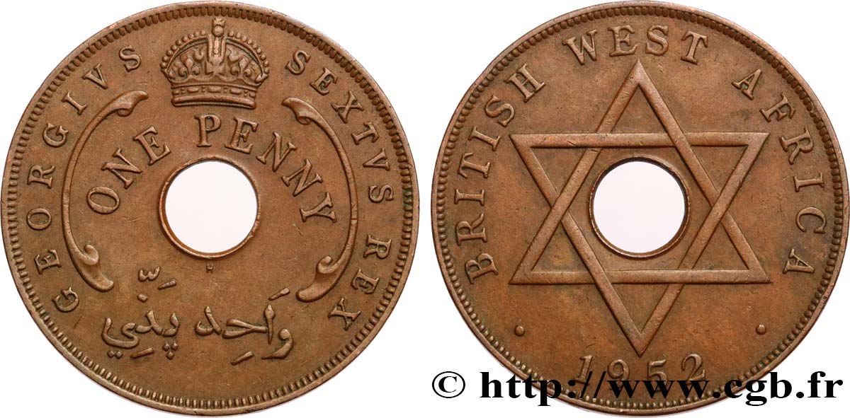 AFRIQUE OCCIDENTALE BRITANNIQUE 1 Penny Georges VI 1952 Heaton TTB+ 