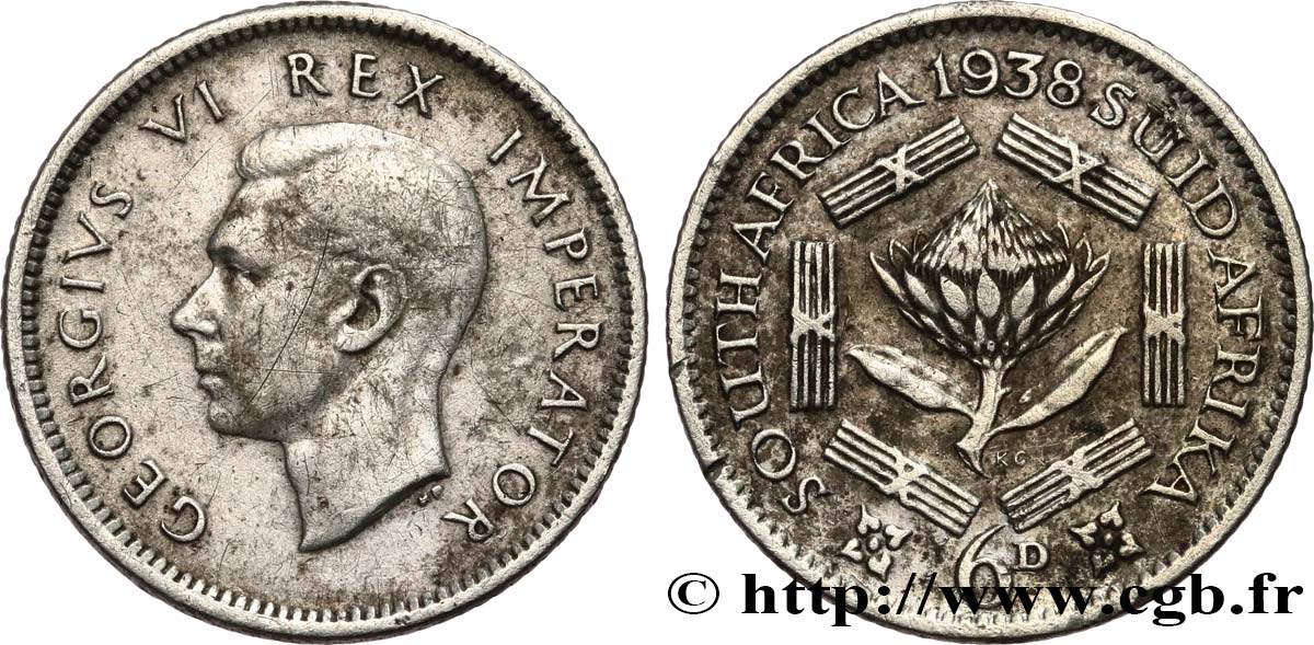 SUDÁFRICA 6 Pence Georges VI 1941 Pretoria BC+ 