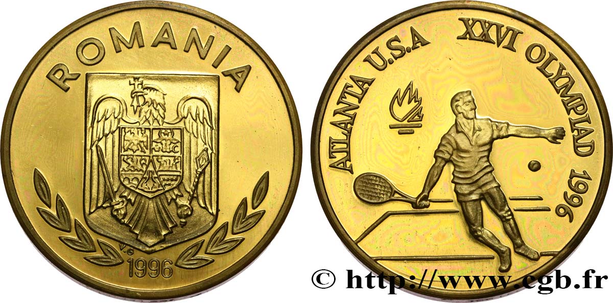 ROMANIA Piefort 100 Lei Proof Jeux Olympiques d’Atlanta - Tennis 1996  MS 
