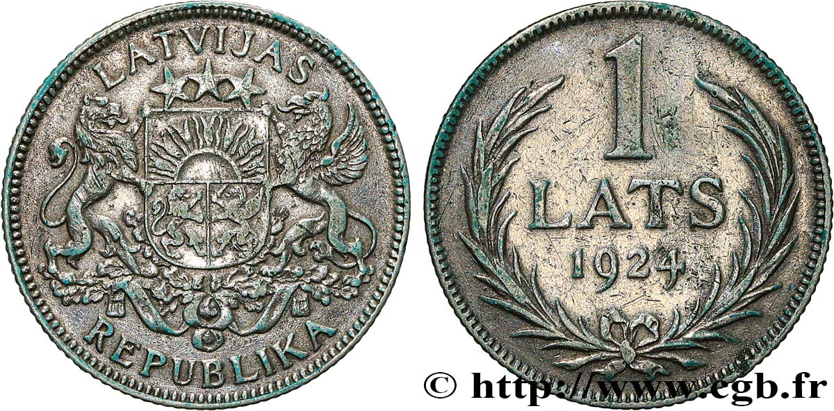 LETTONIA 1 Lats emblème 1924  BB 