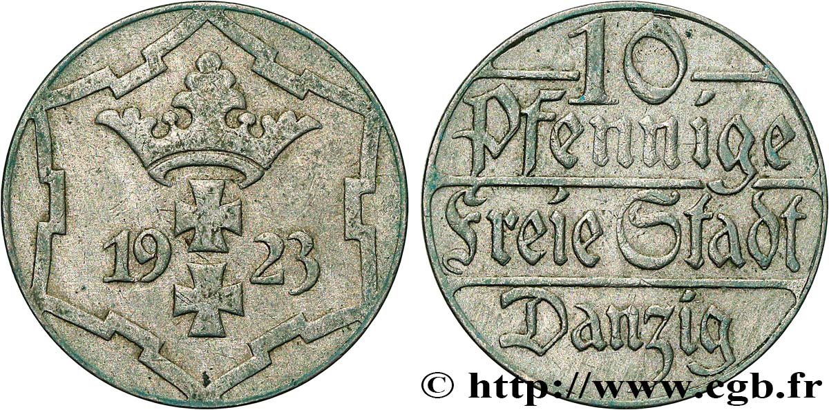 LIBERA CITTA DI DANZICA 10 Pfennig 1923  BB 