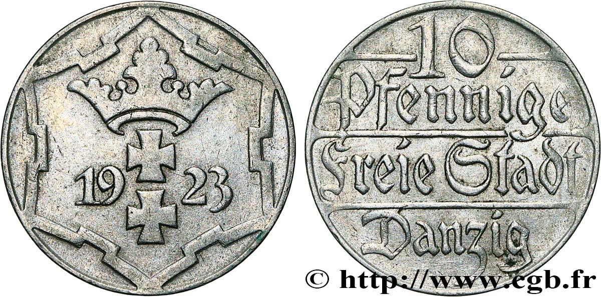 DANZIG (Free City of) 10 Pfennig 1923  XF 
