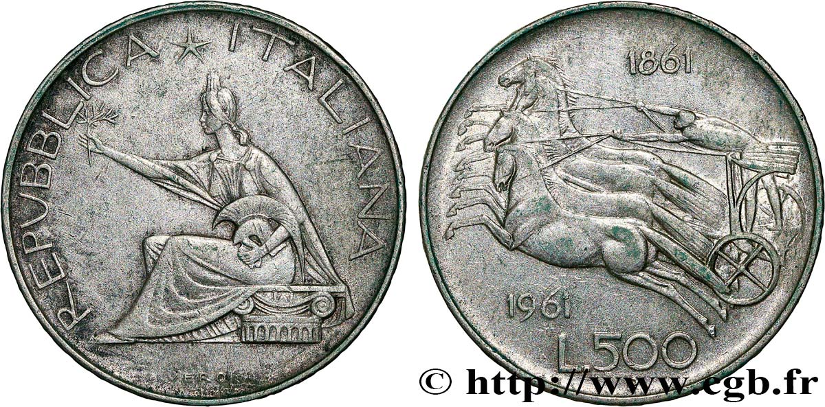 ITALIA 500 Lire Centenaire de l’Unité Italienne 1961 Rome BB 