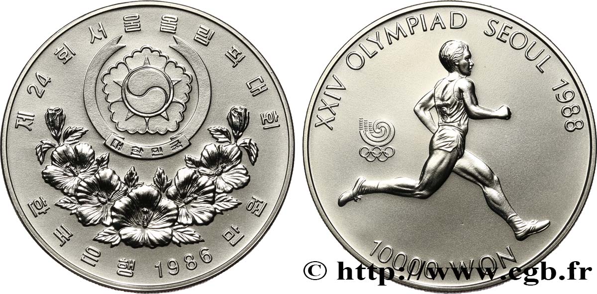 SÜKOREA 10000 Won XXIV olympiade Séoul 1988 marathon 1986  ST 