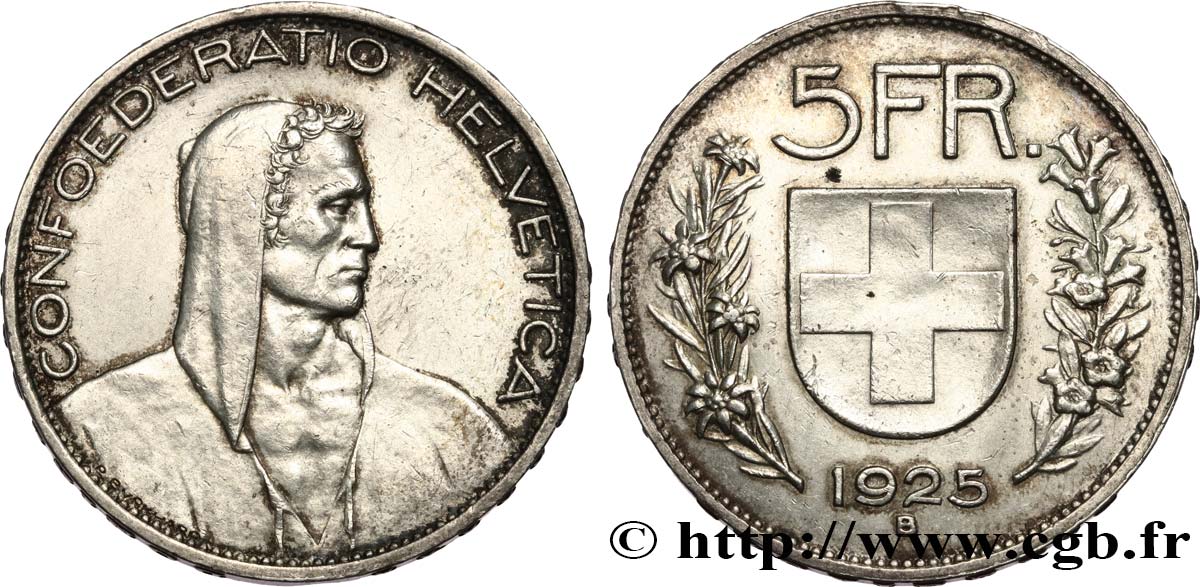 SCHWEIZ 5 Francs berger 1925 Berne SS 