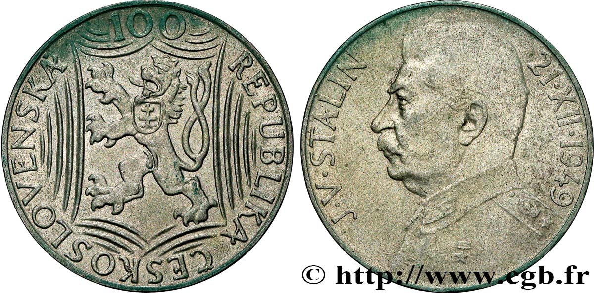CECOSLOVACCHIA 100 Korun 70e anniversaire de Staline 1949  SPL 
