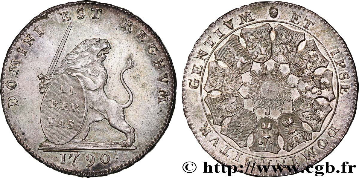 BELGIQUE - ÉTATS UNIS DE BELGIQUE Lion d’argent ou pièce de 3 florins 1790 Bruxelles MS 