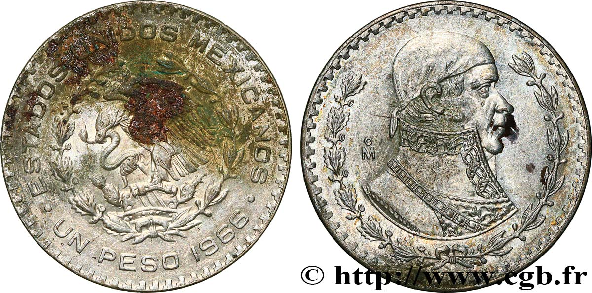 MEXICO 1 Peso Jose Morelos y Pavon 1966 Mexico AU 