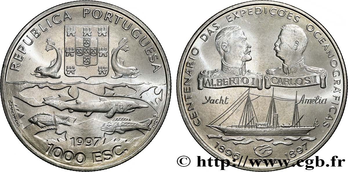 PORTUGAL 1000 Escudos centenaire des expéditions océanographiques 1997  MS 