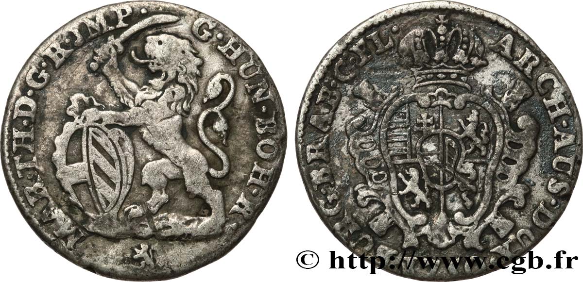 BELGIO - PAESI BASSI AUSTRIACI Escalin au lion 1750 Bruges q.BB 
