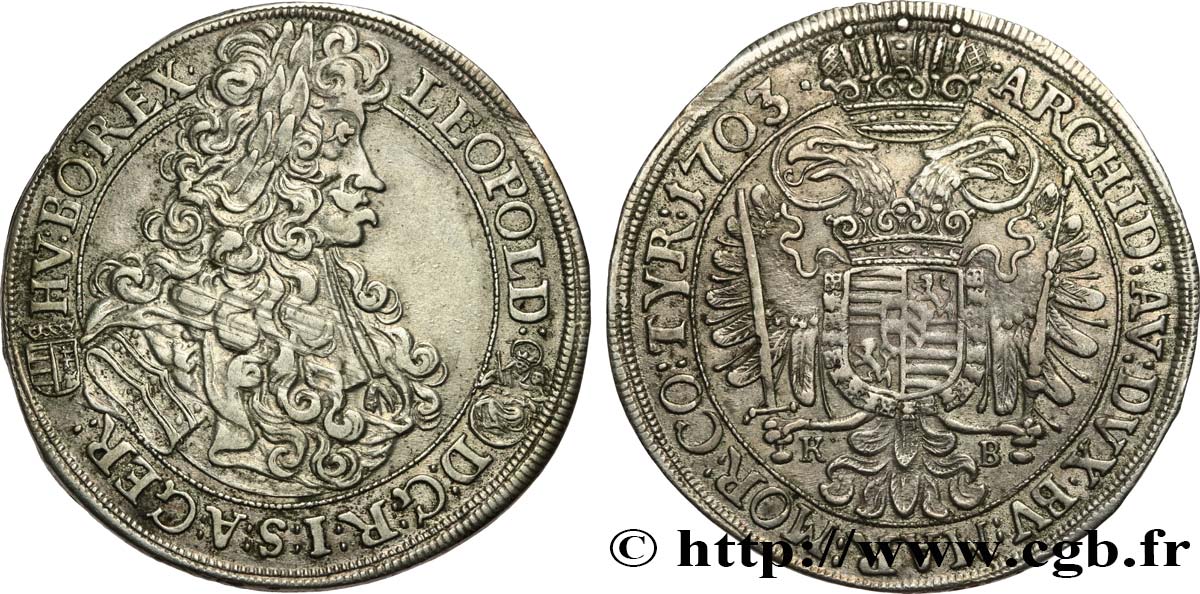 HUNGARY - KINGDOM OF HUNGARY - LEOPOLD I Demi-thaler 1703 Kremnitz AU 