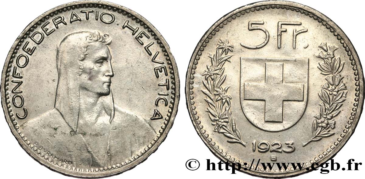 SCHWEIZ 5 Francs Berger 1923 Berne SS 