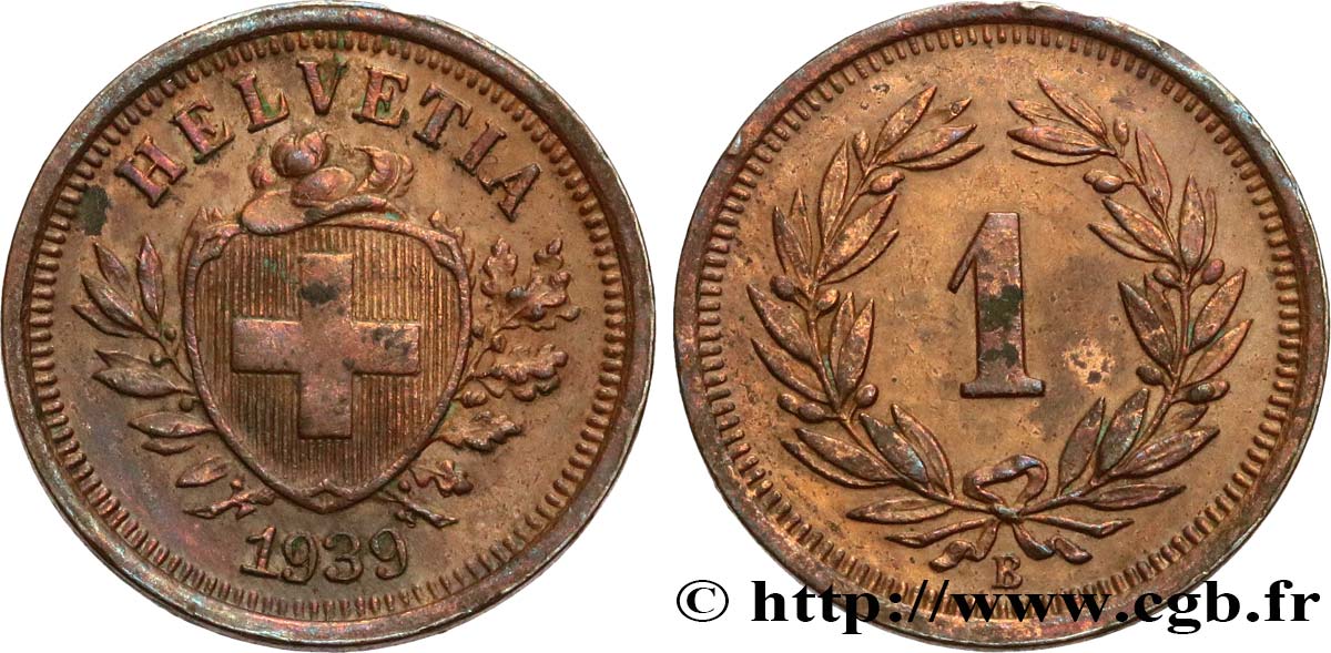 SUIZA 1 Centime (Rappen) Croix Suisse 1939 Berne EBC 