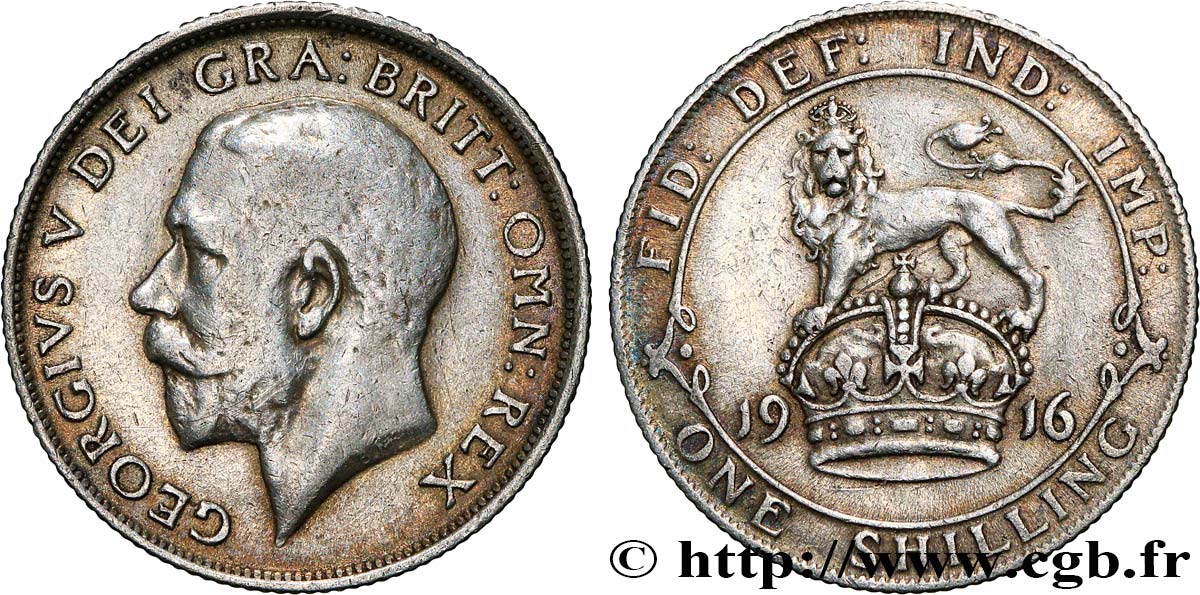 UNITED KINGDOM 1 Shilling Georges V 1916  XF 