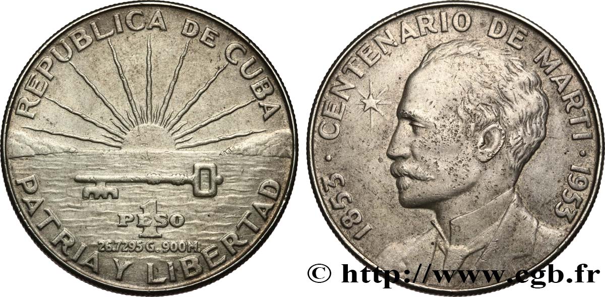 CUBA 1 Peso centenaire de José Marti 1953  q.SPL 
