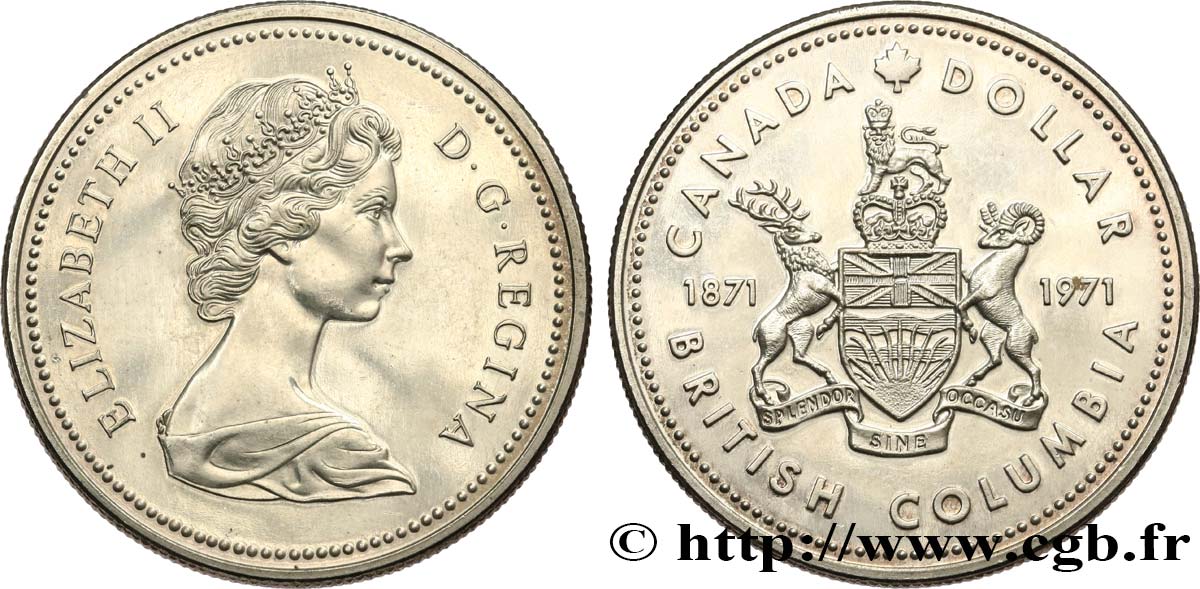 CANADA 1 Dollar Proof centenaire de l’intégration de la Colombie Britannique 1971  SPL 