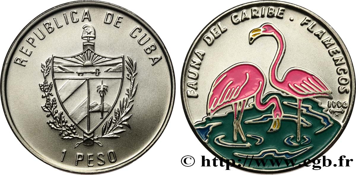 CUBA 1 Peso flamands roses 1994 La Havane MS 