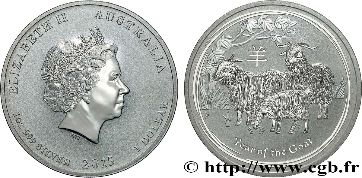 AUSTRALIA 1 Dollar Proof année de la chèvre 2015 Perth MS 