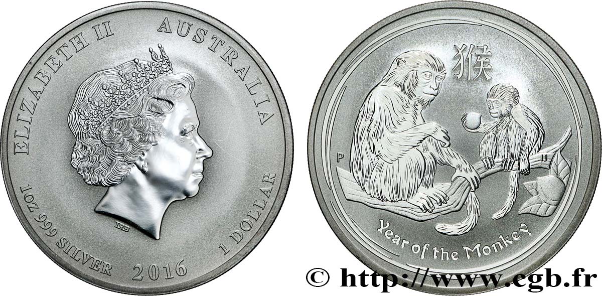 AUSTRALIEN 1 Dollar Proof année du singe 2016 Perth ST 