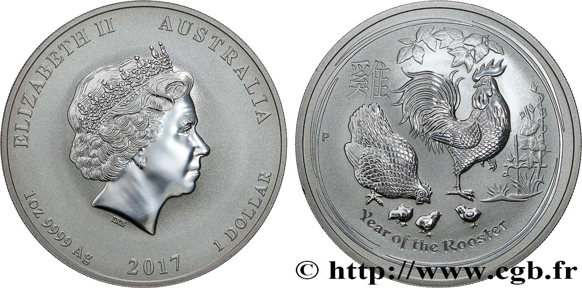 AUSTRALIE 1 Dollar Proof année du coq 2017 Perth FDC 
